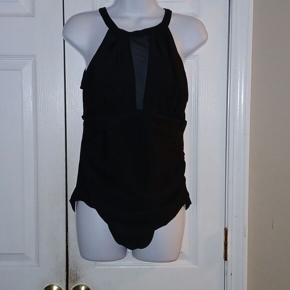Tempt Me black one piece swimsuit swimwear bathing suit Sz L NWT - Picture 1 of 9